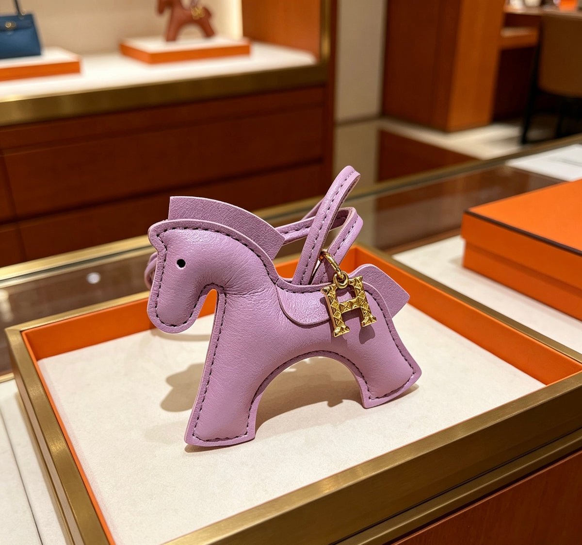 Hermès Lavender Leather Horse Bag Charm - album image 5