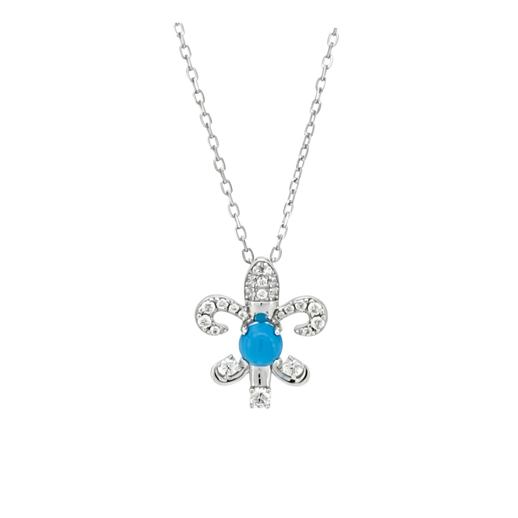 Chrome Hearts Blue Center Fleur Pendant Necklace - album image 2