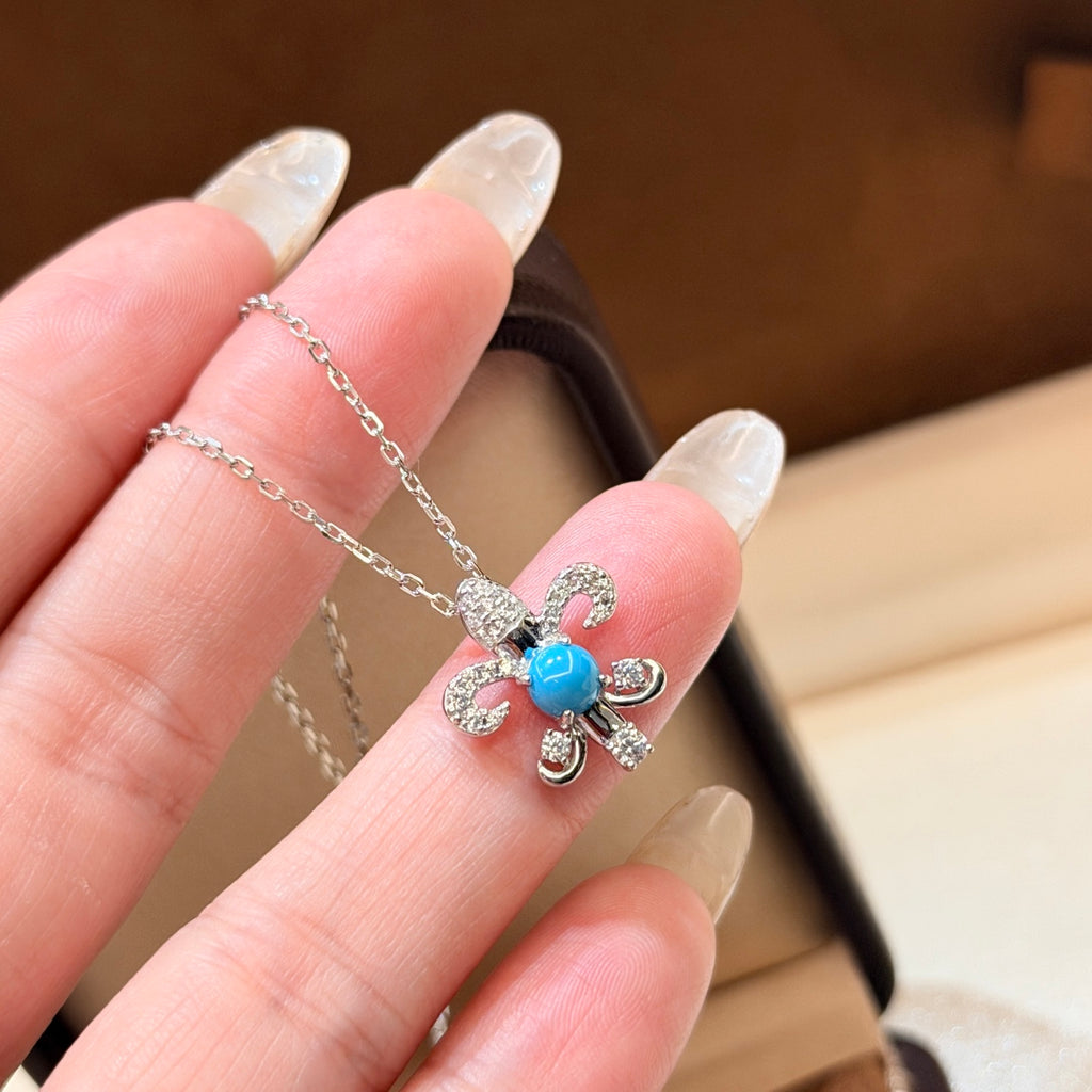 Chrome Hearts Blue Center Fleur Pendant Necklace - album image 4
