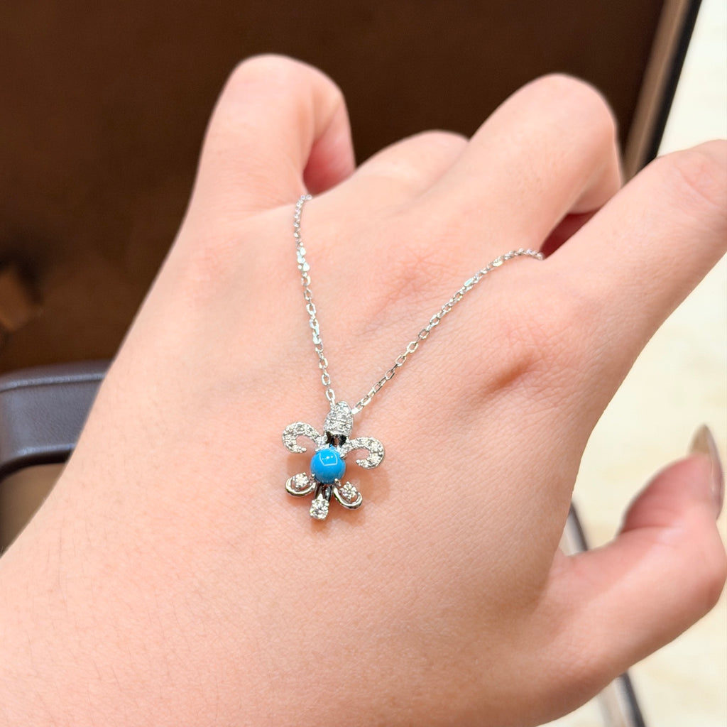 Chrome Hearts Blue Center Fleur Pendant Necklace - album image 6
