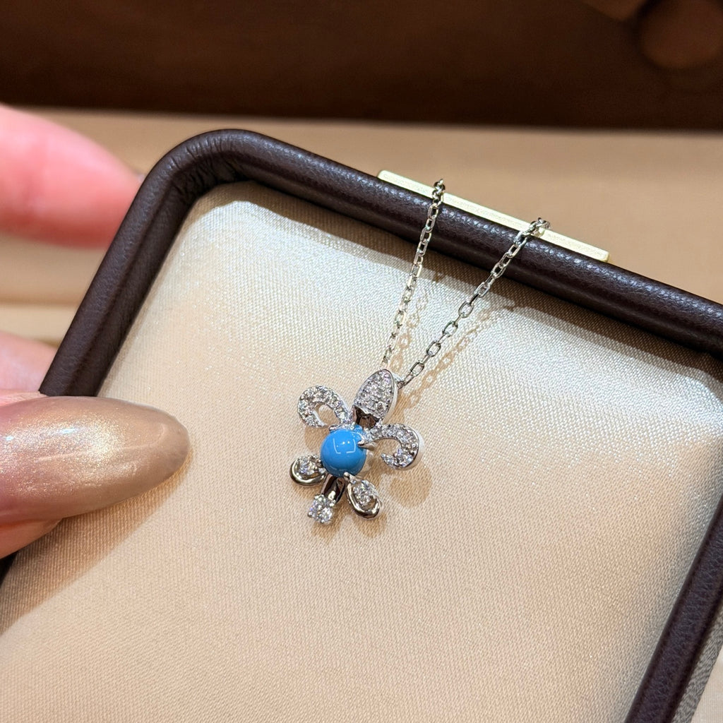 Chrome Hearts Blue Center Fleur Pendant Necklace - album image 5