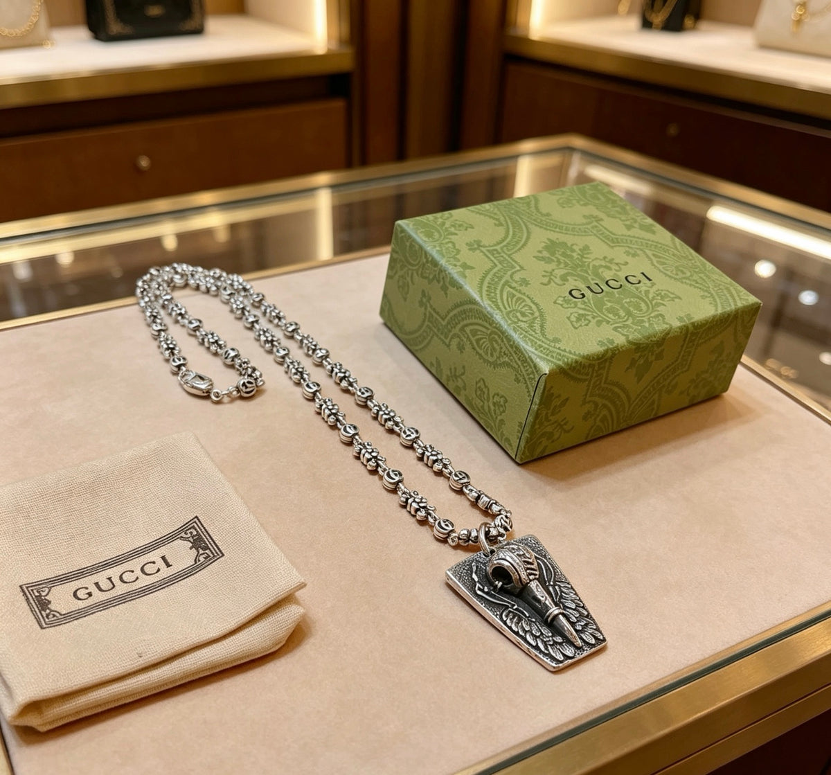 Gucci Anger Forest Interlocking G Antiqued Chain Necklace - album image 1