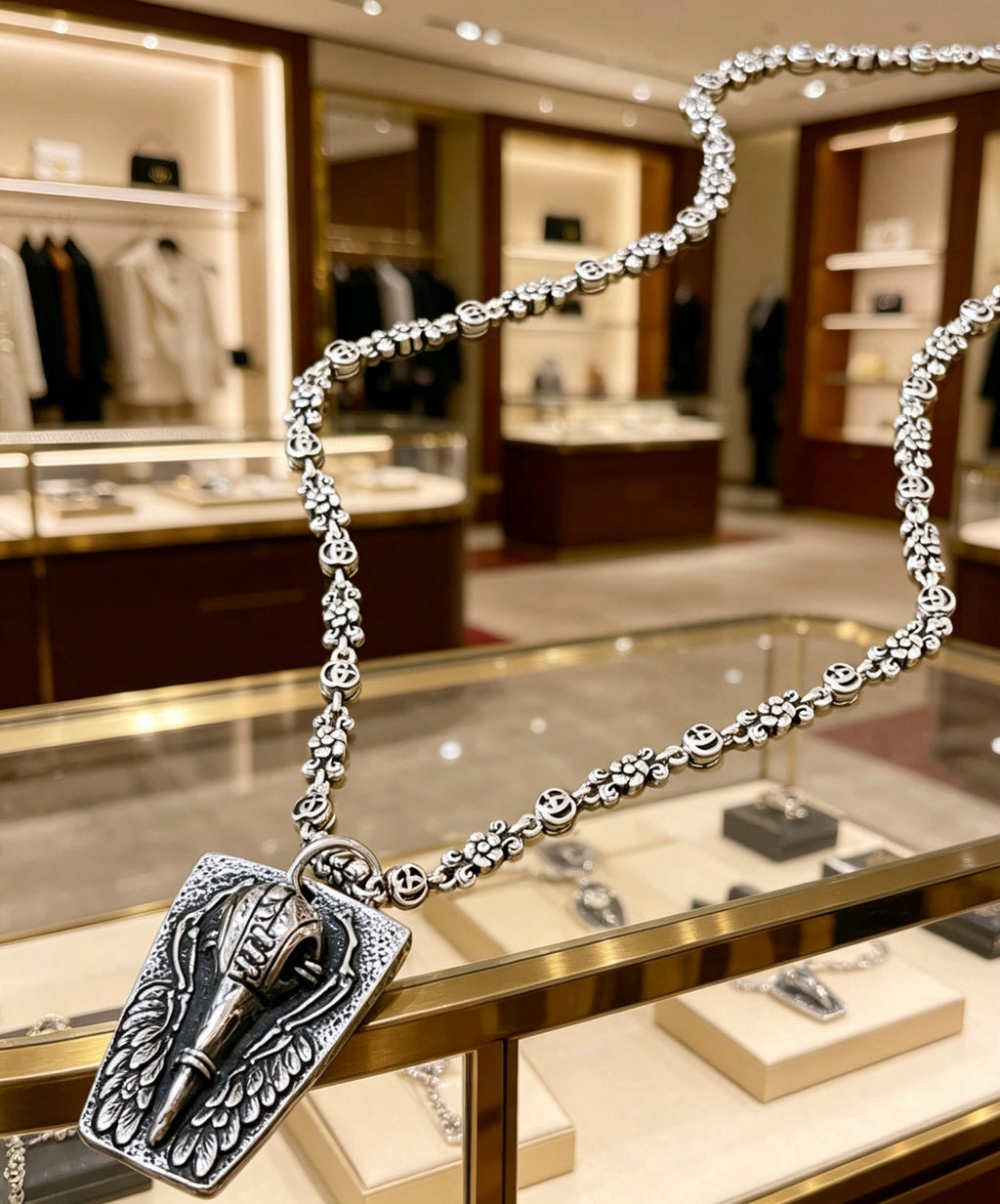 Gucci Anger Forest Interlocking G Antiqued Chain Necklace - album image 6