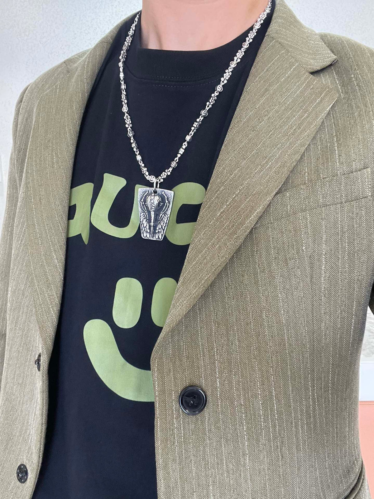 Gucci Anger Forest Interlocking G Antiqued Chain Necklace - album image 3
