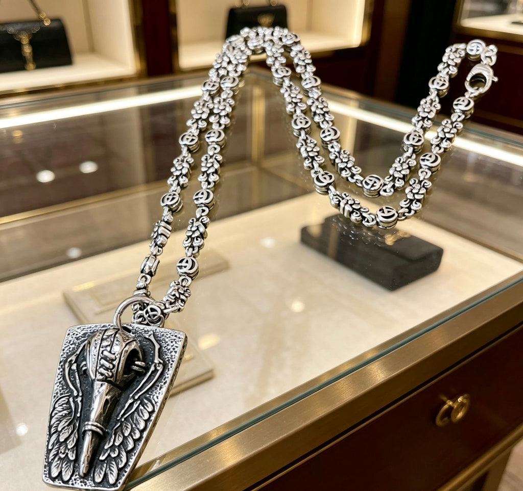 Gucci Anger Forest Interlocking G Antiqued Chain Necklace - album image 8
