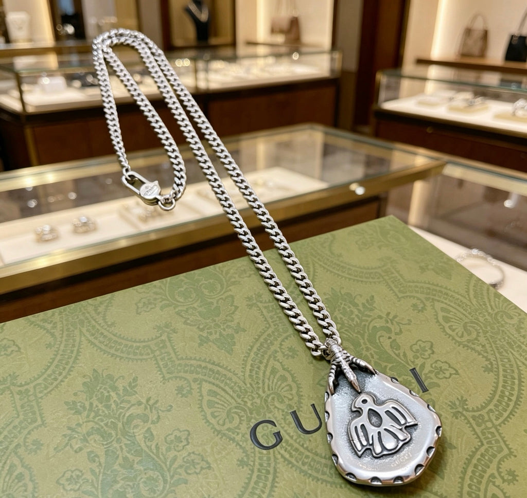 Gucci Anger Forest Interlocking G Antique Silver-Tone Silver-Tone Antiqued Chain Necklace - album image 8