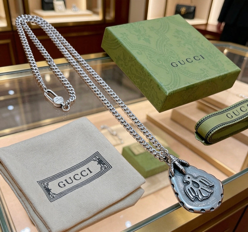 Gucci Anger Forest Interlocking G Antique Silver-Tone Silver-Tone Antiqued Chain Necklace - album image 5