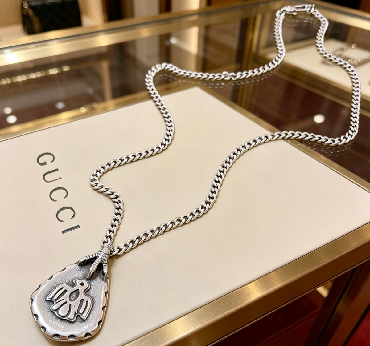 Gucci Anger Forest Interlocking G Antique Silver-Tone Silver-Tone Antiqued Chain Necklace - album image 1