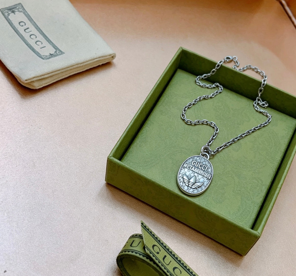 Gucci Anger Forest Interlocking G Antique Silver-Tone Silver-Tone Antiqued Chain Necklace - album image 6