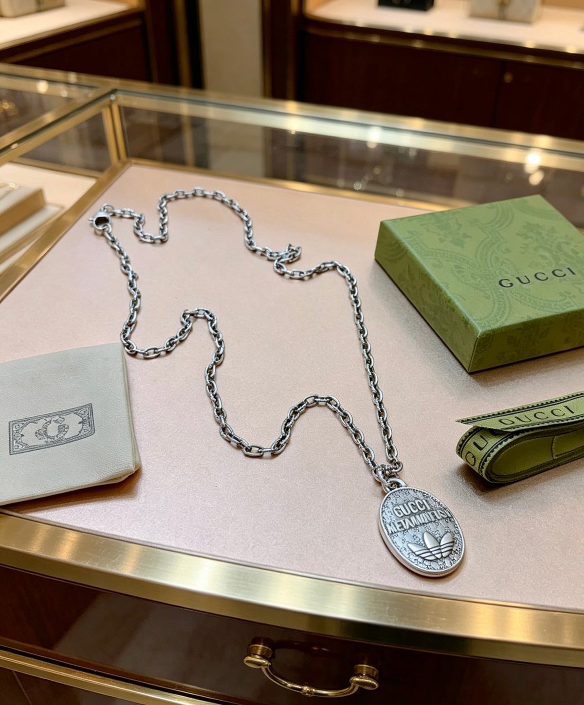 Gucci Anger Forest Interlocking G Antique Silver-Tone Silver-Tone Antiqued Chain Necklace - album image 2