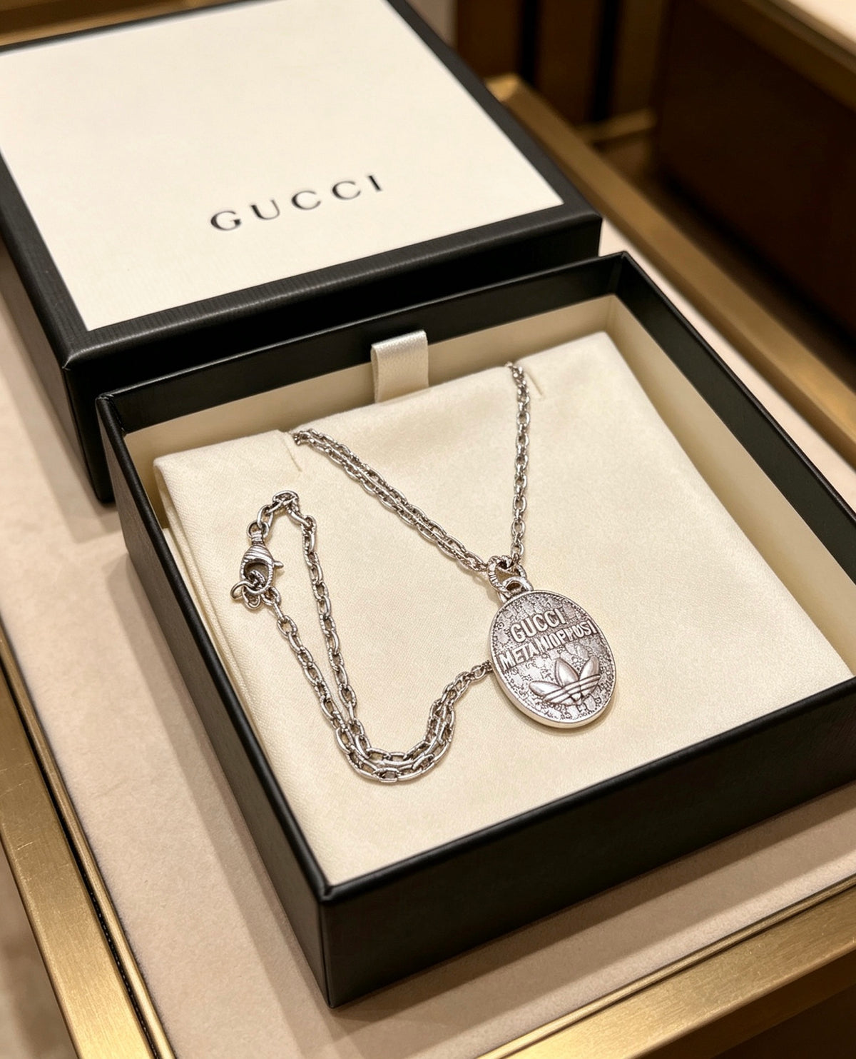 Gucci Anger Forest Interlocking G Antique Silver-Tone Silver-Tone Antiqued Chain Necklace - album image 4