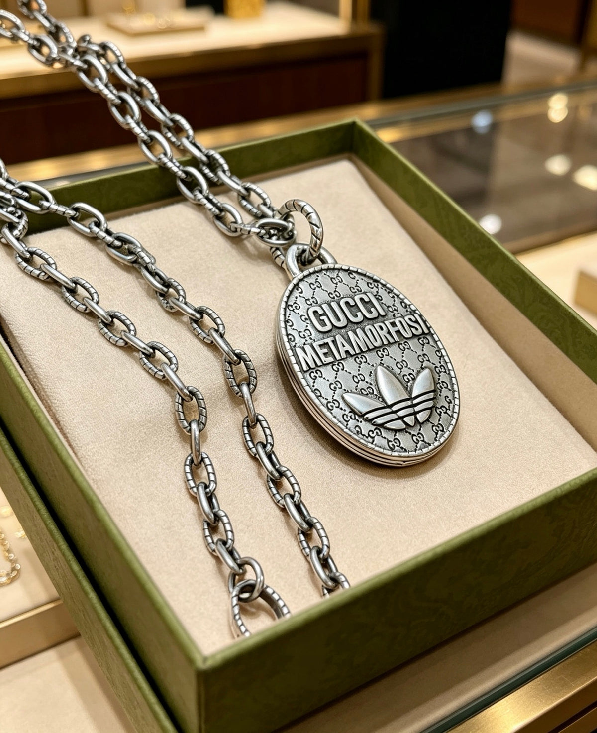 Gucci Anger Forest Interlocking G Antique Silver-Tone Silver-Tone Antiqued Chain Necklace - album image 1