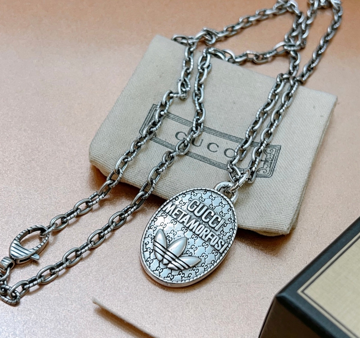 Gucci Anger Forest Interlocking G Antique Silver-Tone Silver-Tone Antiqued Chain Necklace - album image 8