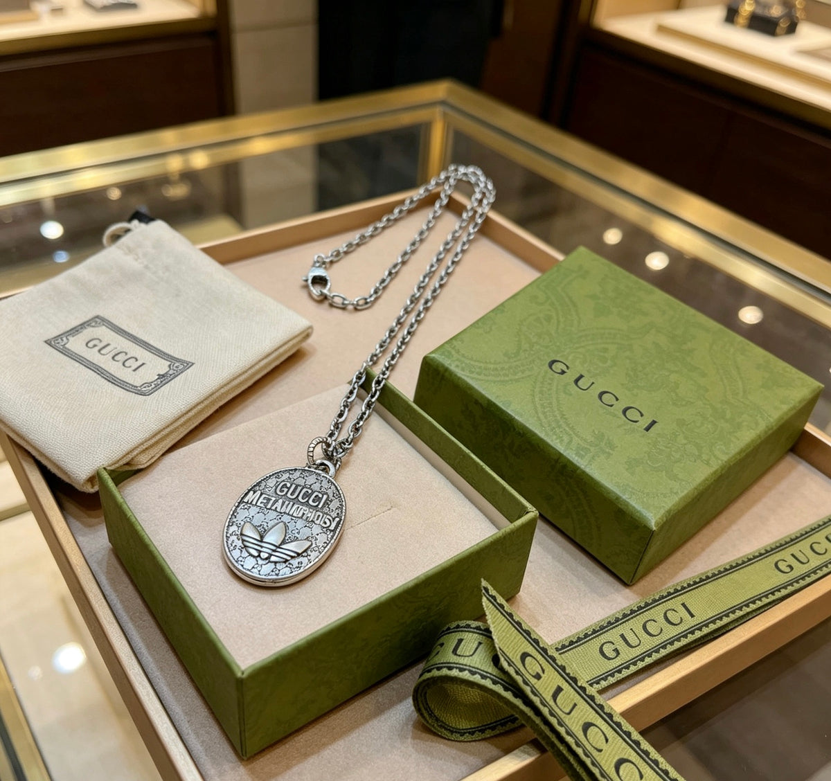 Gucci Anger Forest Interlocking G Antique Silver-Tone Silver-Tone Antiqued Chain Necklace - album image 5
