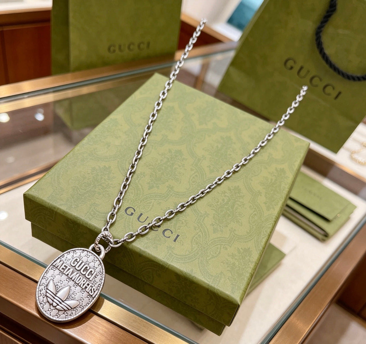 Gucci Anger Forest Interlocking G Antique Silver-Tone Silver-Tone Antiqued Chain Necklace - album image 9