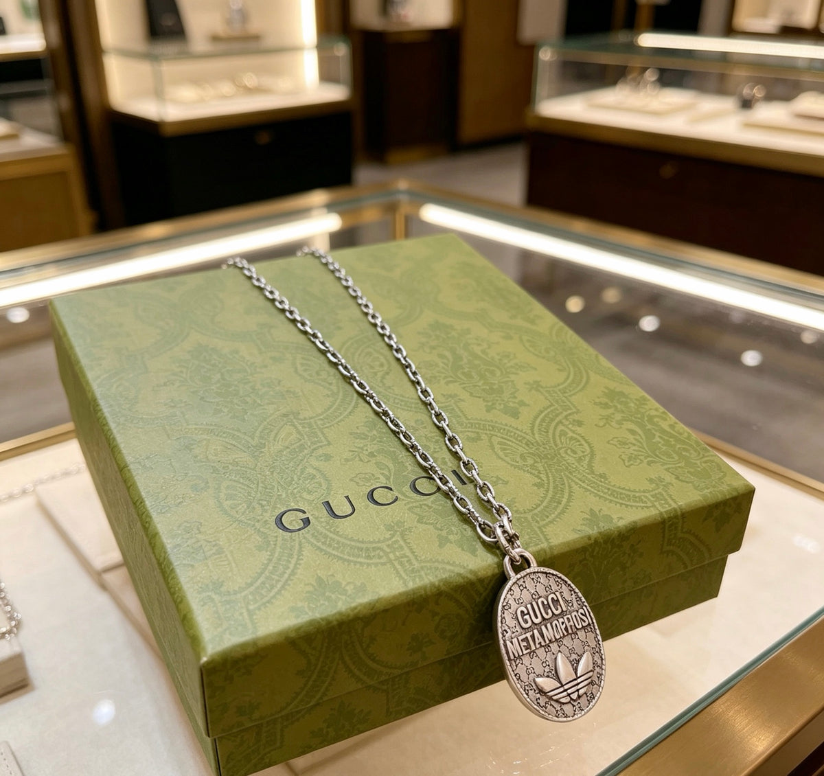 Gucci Anger Forest Interlocking G Antique Silver-Tone Silver-Tone Antiqued Chain Necklace - album image 3