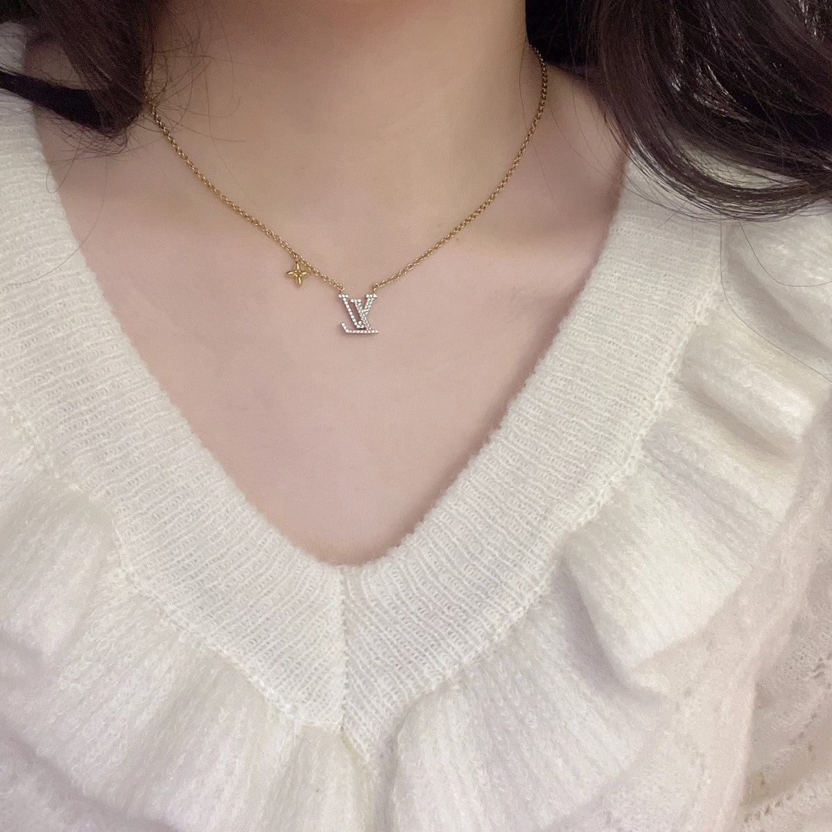 Louis Vuitton Gold-Tone Crystal Accent Necklace - album image 8