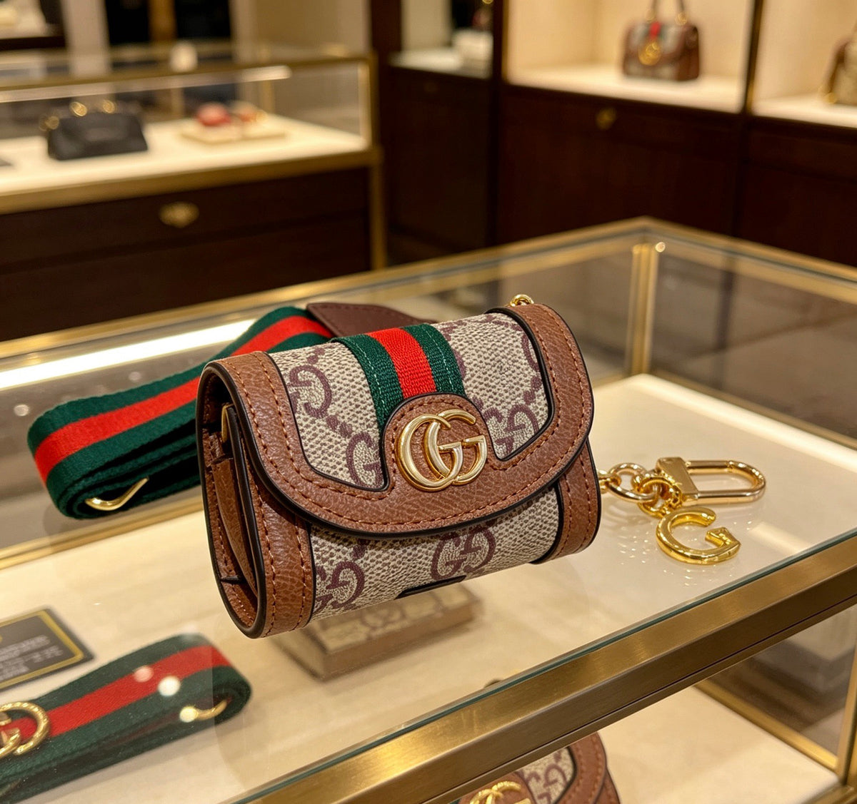 Gucci Brown Monogram Mini Bag Key Case - album image 2