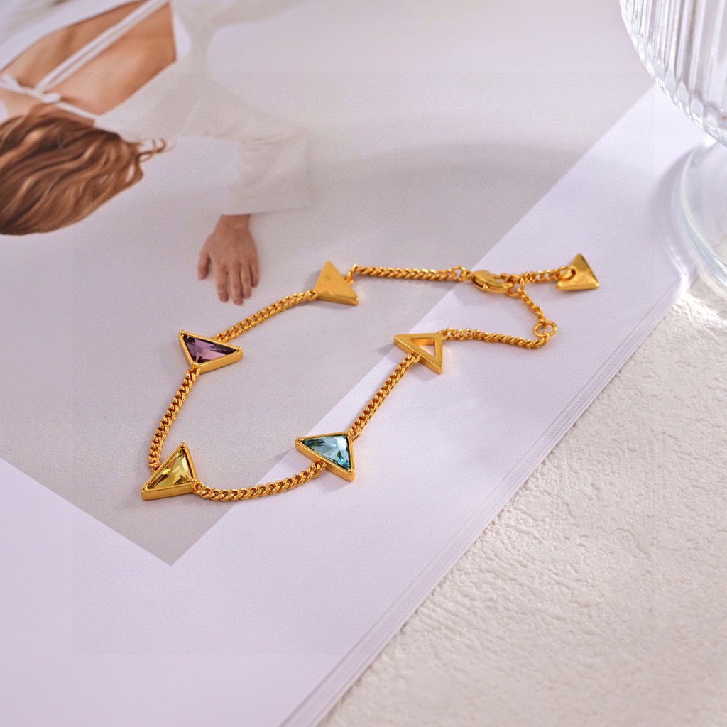 Prada Gold-Tone Multicolor Triangle Bracelet - album image 3