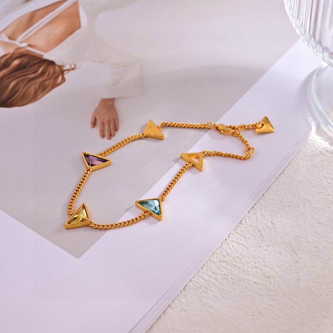 Prada Gold-Tone Multicolor Triangle Bracelet - album image 3