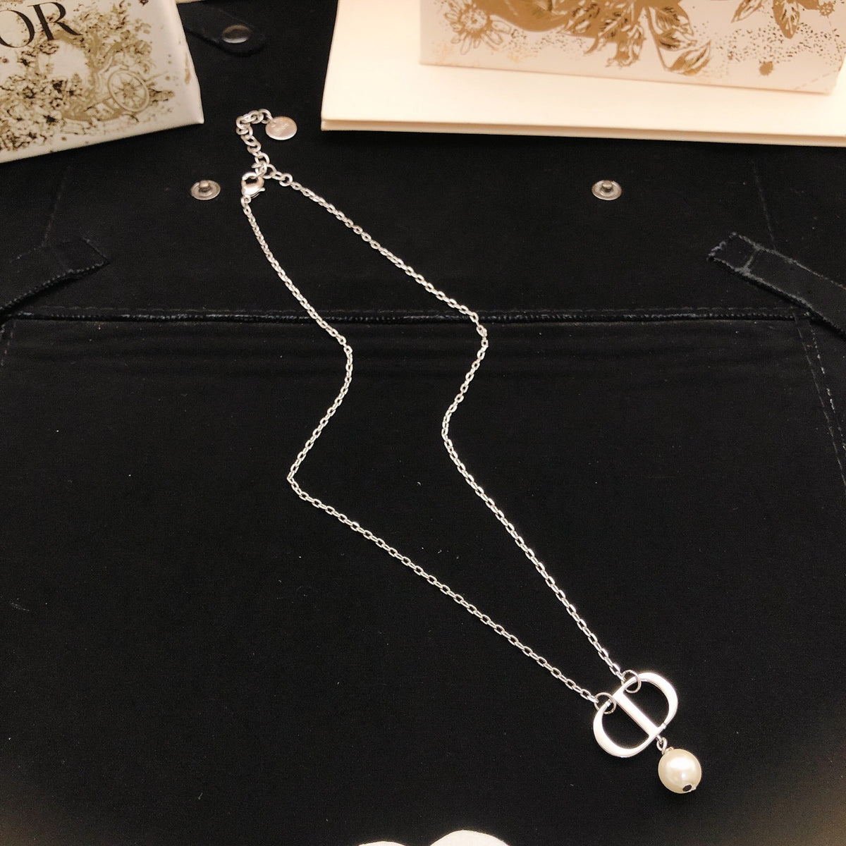 Dior Silver-Tone Double-Loop Pearl-Look Necklace - product image 1