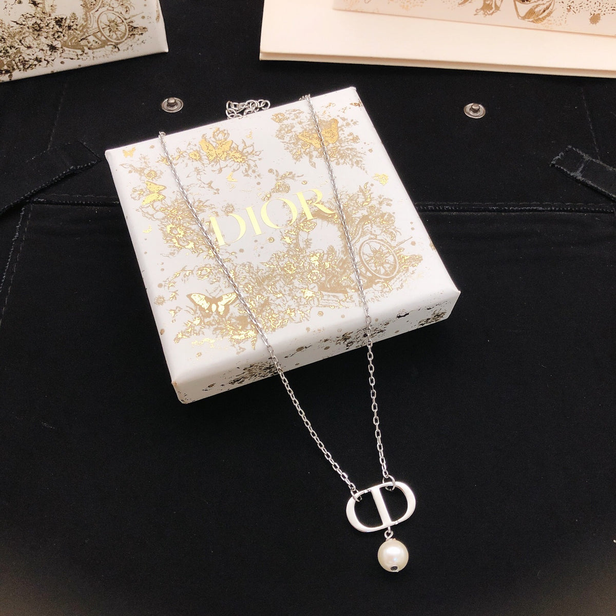 Dior Silver-Tone Double-Loop Pearl-Look Necklace - product image 5