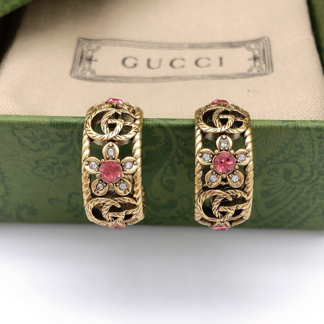 Gucci Interlocking G Pink Multicolor Crystal Accent Earrings - album image 6
