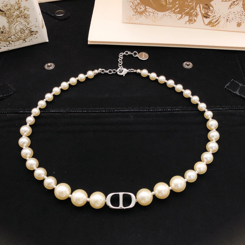 Dior Silver-Tone CD Graduated Pearl-Look Necklace - product image 4