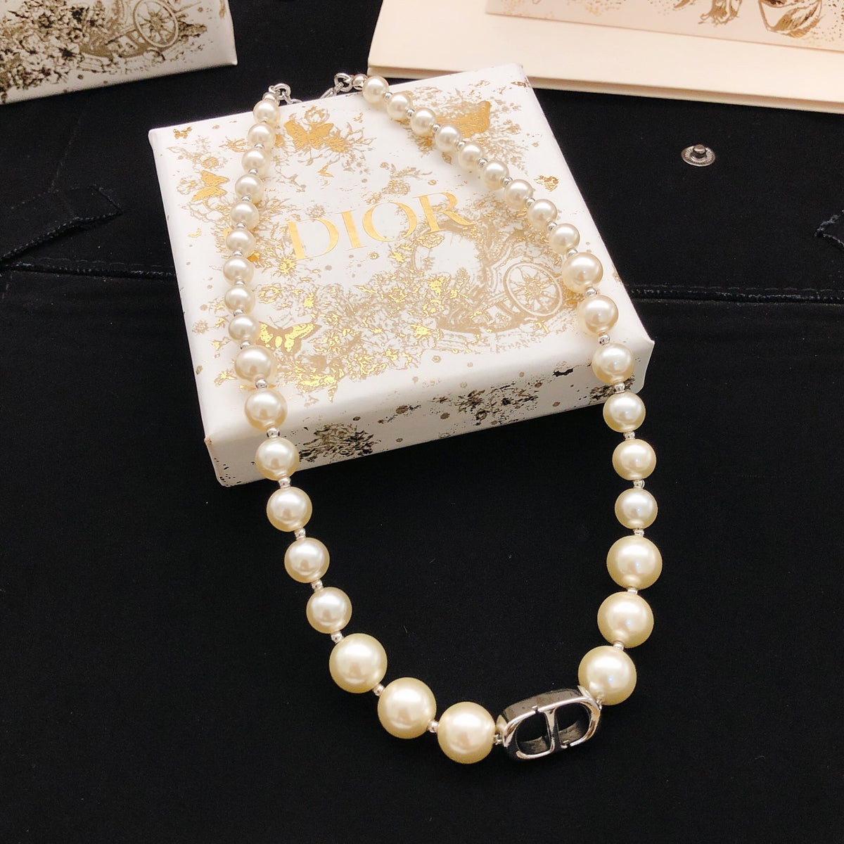 Dior Silver-Tone CD Graduated Pearl-Look Necklace - product image 2