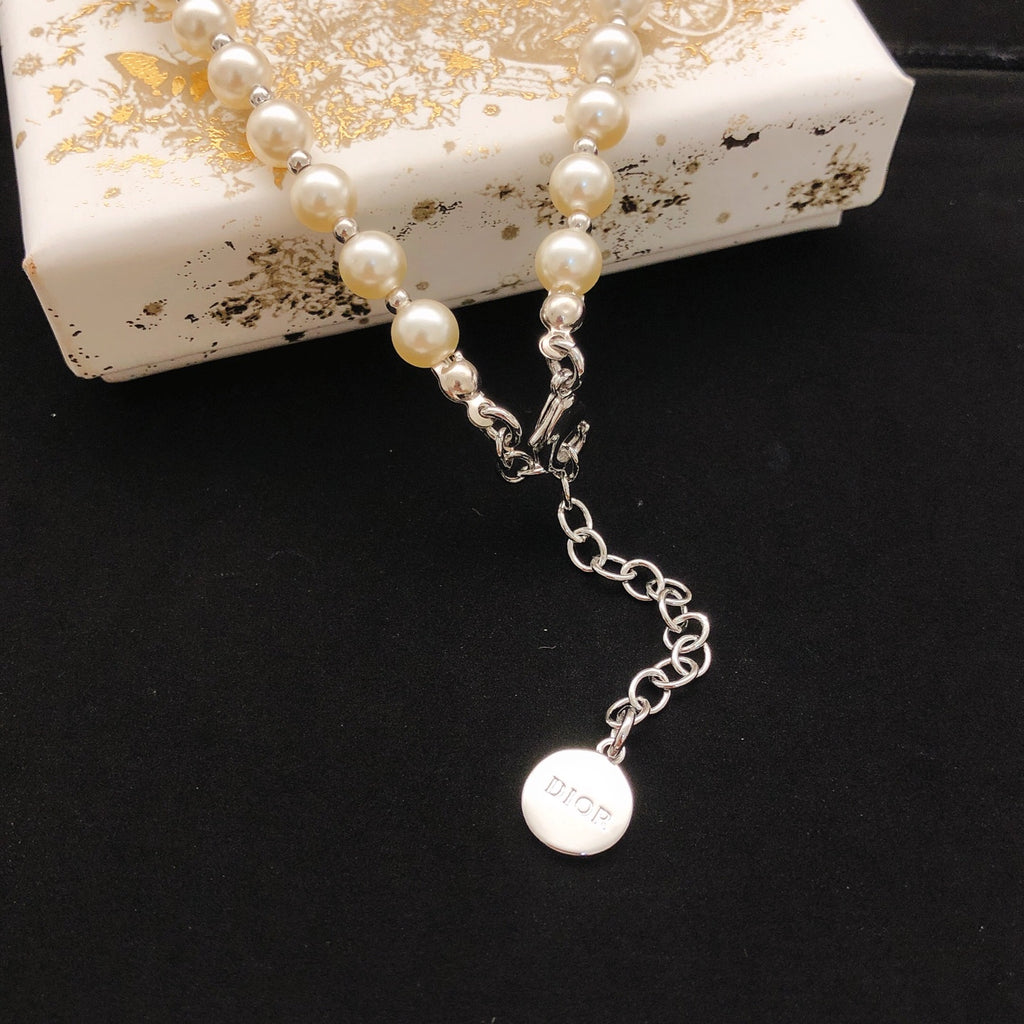 Dior Silver-Tone CD Graduated Pearl-Look Necklace - product image 3