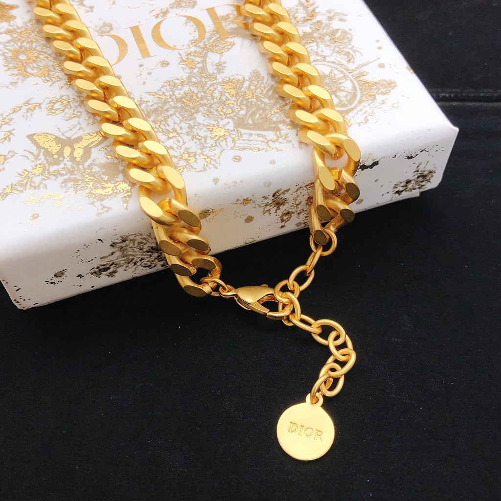 Dior Gold-Tone Pink CD Curb Necklace - product image 2