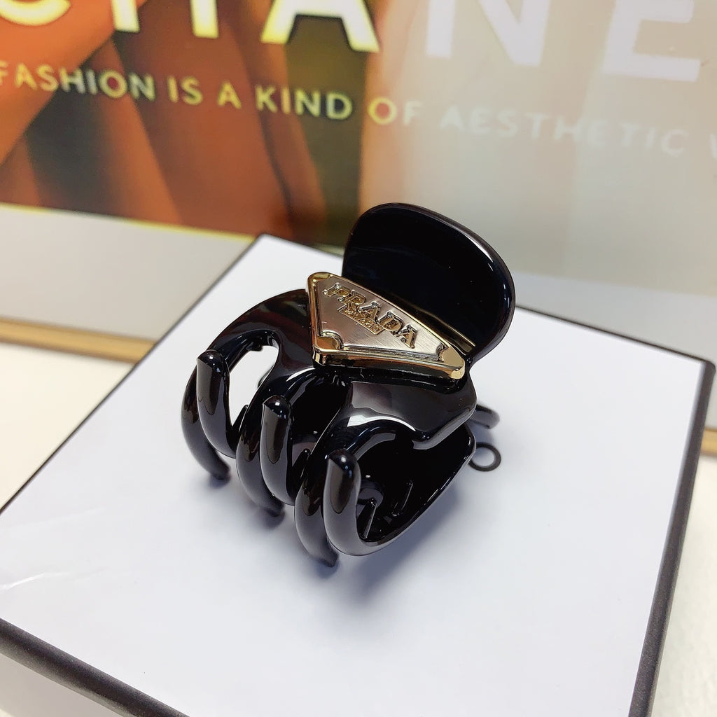 Prada Black Triangle Plaque Claw Clip - album image 5