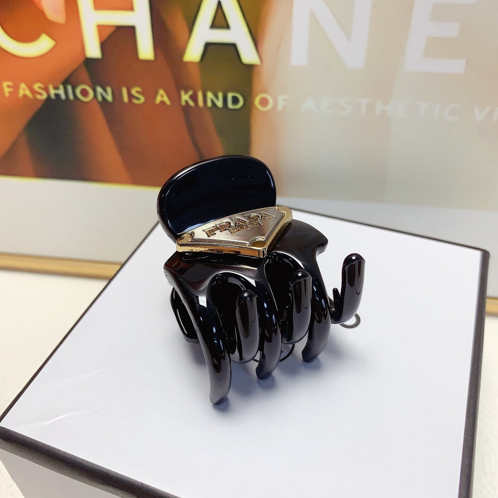 Prada Black Triangle Plaque Claw Clip - album image 2