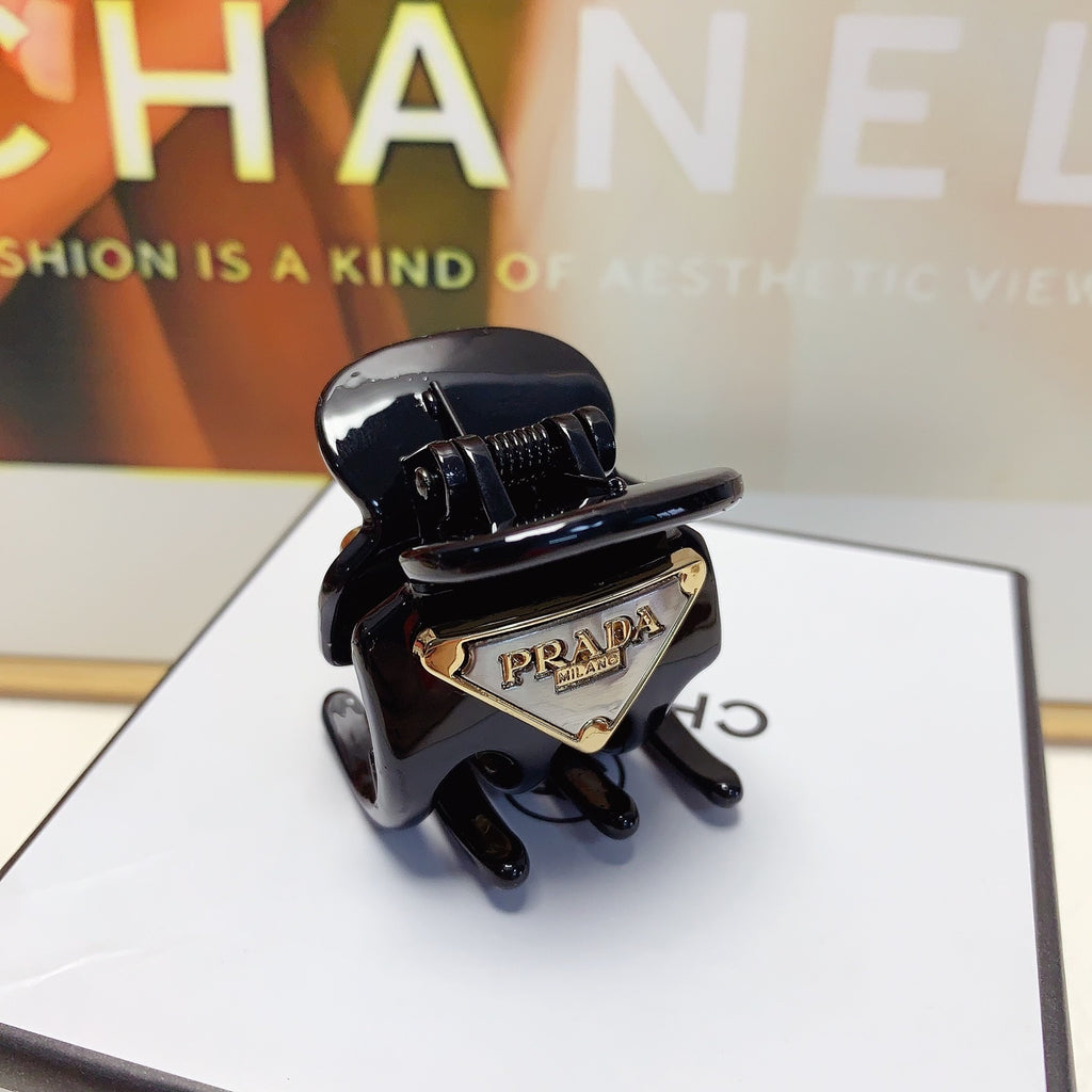 Prada Black Triangle Plaque Claw Clip - album image 3