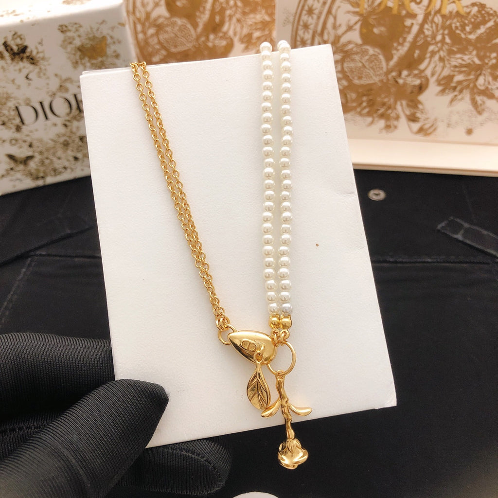 Dior Bow and Pearl-Look Draped Necklace - product image 3