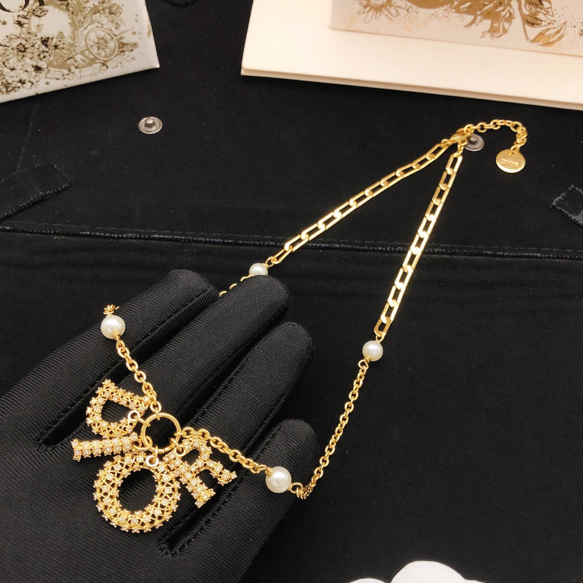 Dior Asymmetric Bow and Round Pendant Necklace - product image 4
