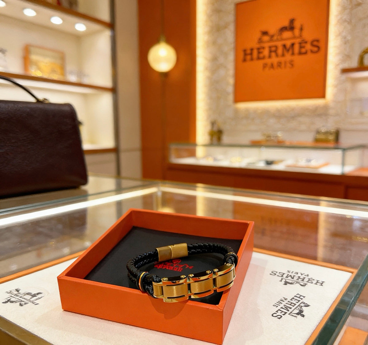 Hermès Black Leather Silver-Tone Turn-Lock Cuff Bracelet - album image 9