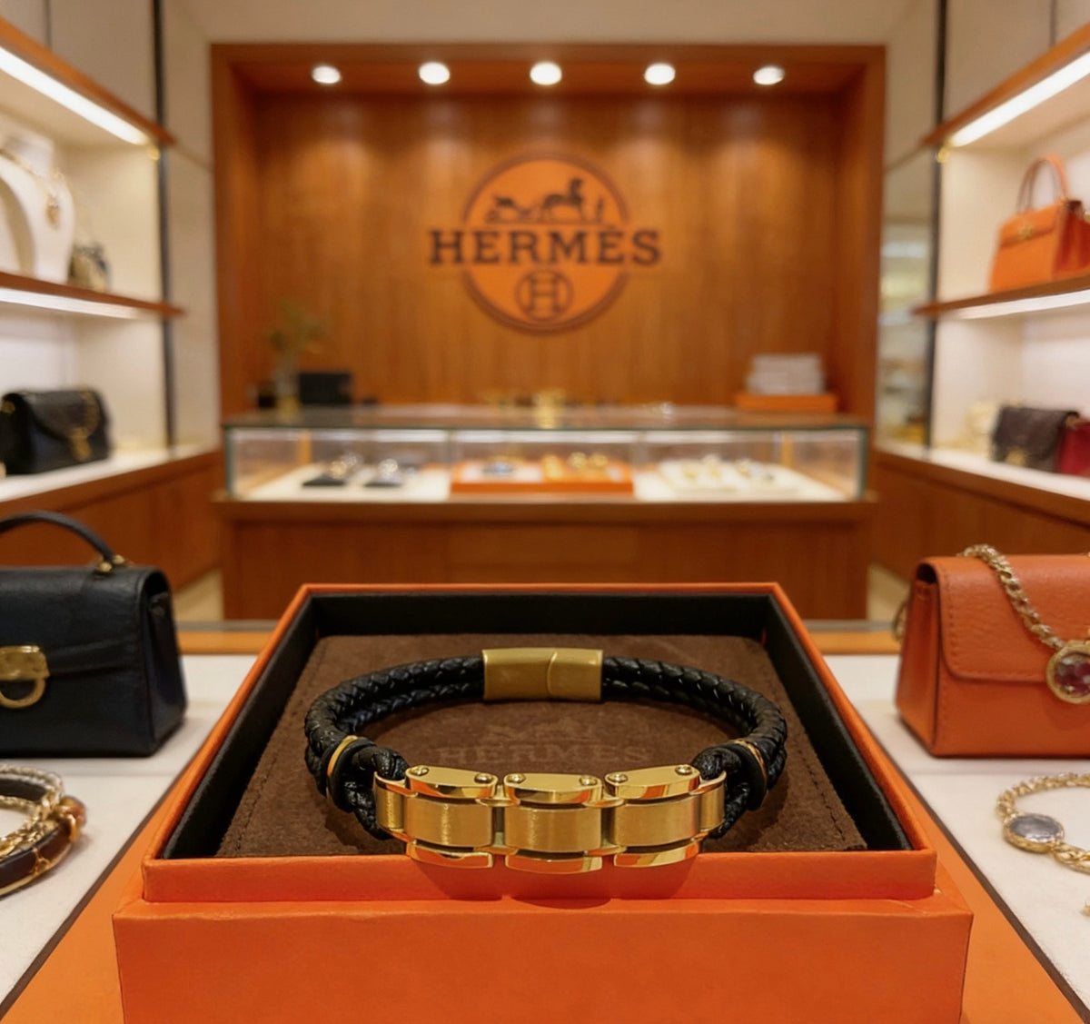 Hermès Black Leather Silver-Tone Turn-Lock Cuff Bracelet - album image 8