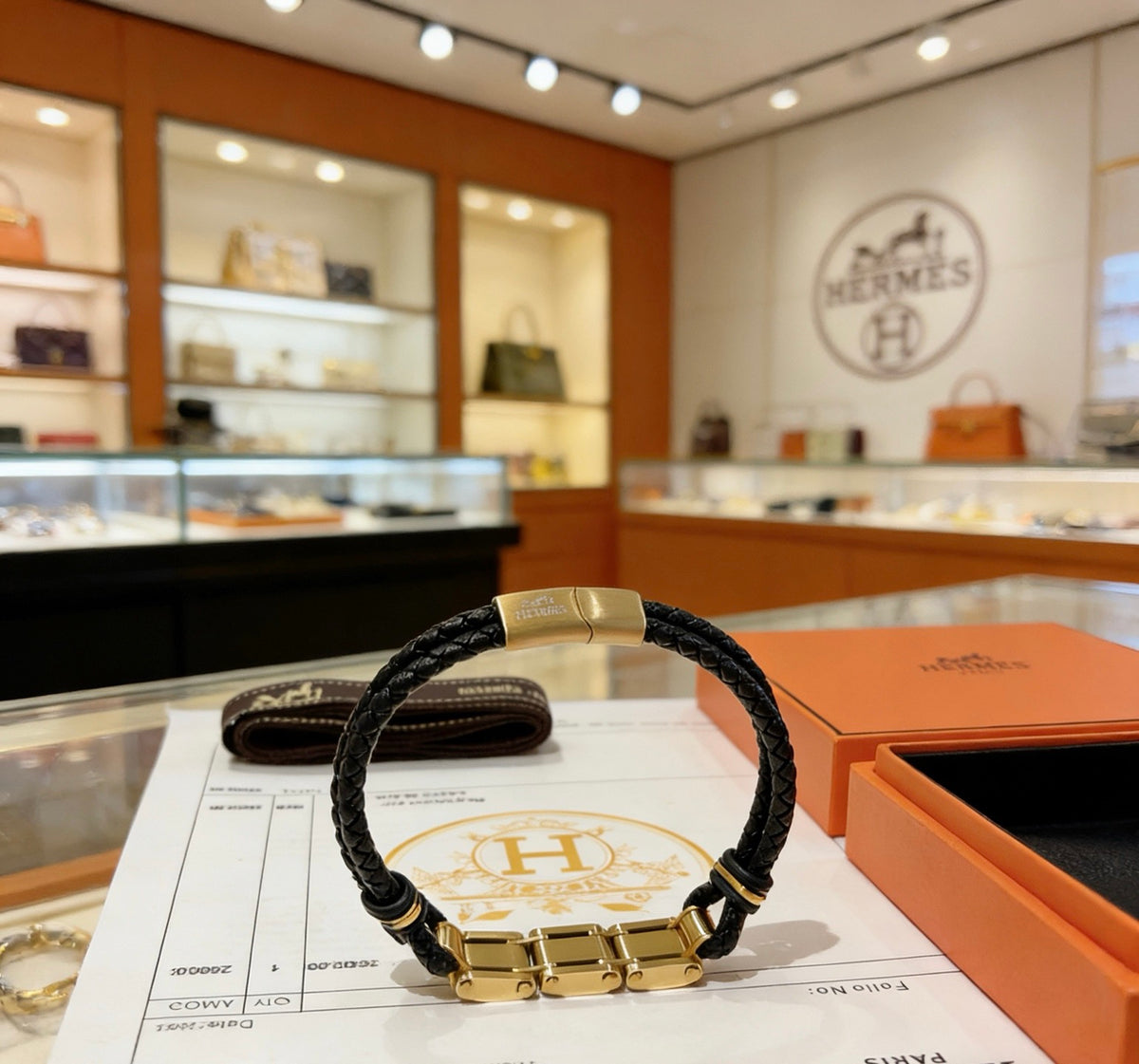 Hermès Black Leather Silver-Tone Turn-Lock Cuff Bracelet - album image 6