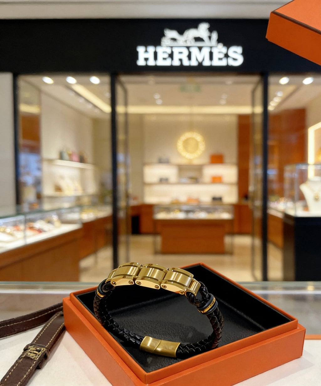 Hermès Black Leather Silver-Tone Turn-Lock Cuff Bracelet - album image 2