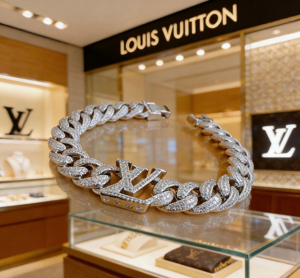 Louis Vuitton Silver-Tone Crystal Accent Antiqued Chain Bracelet - album image 5