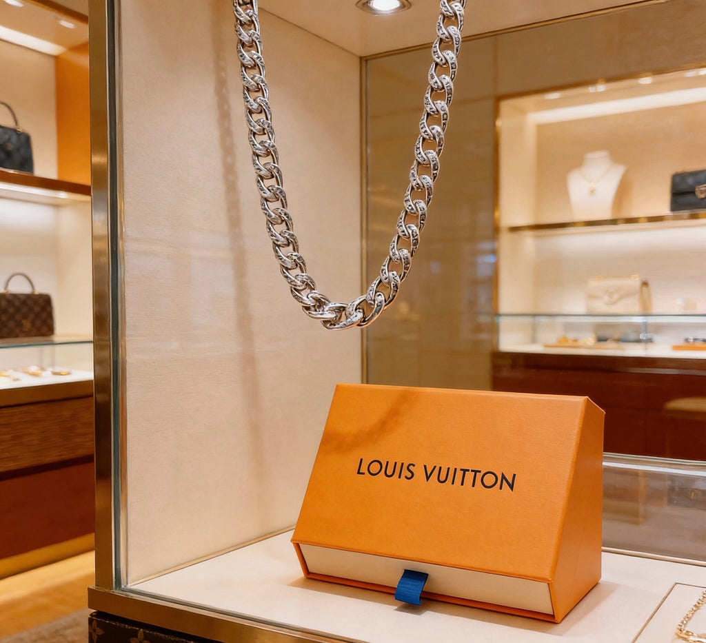 Louis Vuitton Silver-Tone Antiqued Chain Necklace - album image 1