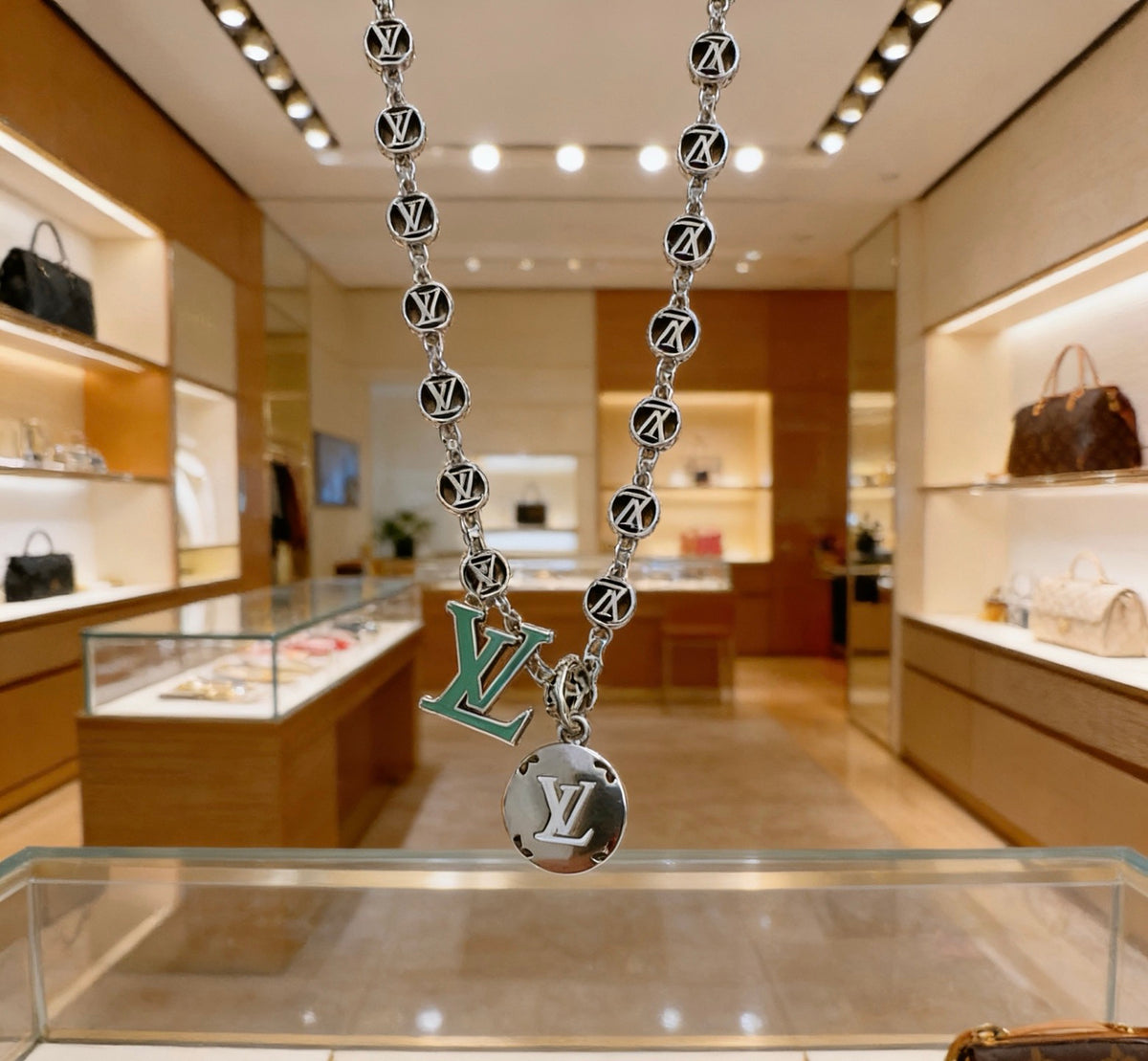Louis Vuitton Silver-Tone Antiqued Chain Necklace - album image 2