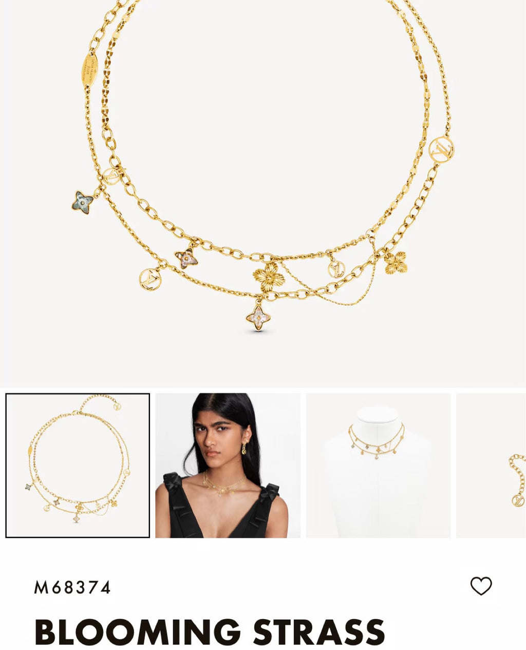Louis Vuitton Circle Gold-Tone Flower Monogram Crystal Accent Chain Necklace - album image 1