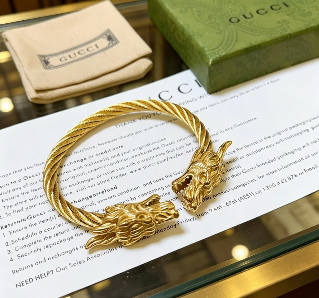 Gucci Anger Forest Interlocking G Antique Silver-Tone Silver-Tone Antiqued Bangle - album image 6