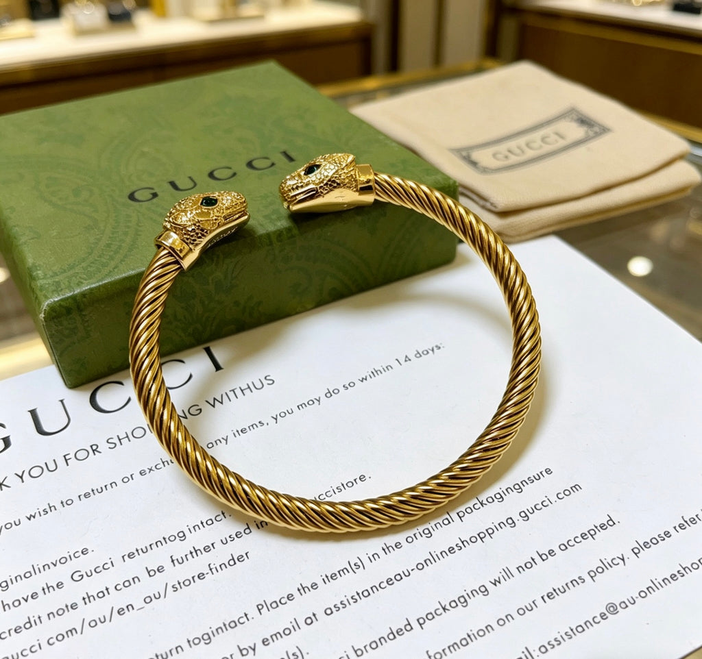 Gucci Anger Forest Interlocking G Antique Silver-Tone Silver-Tone Antiqued Bangle - album image 6