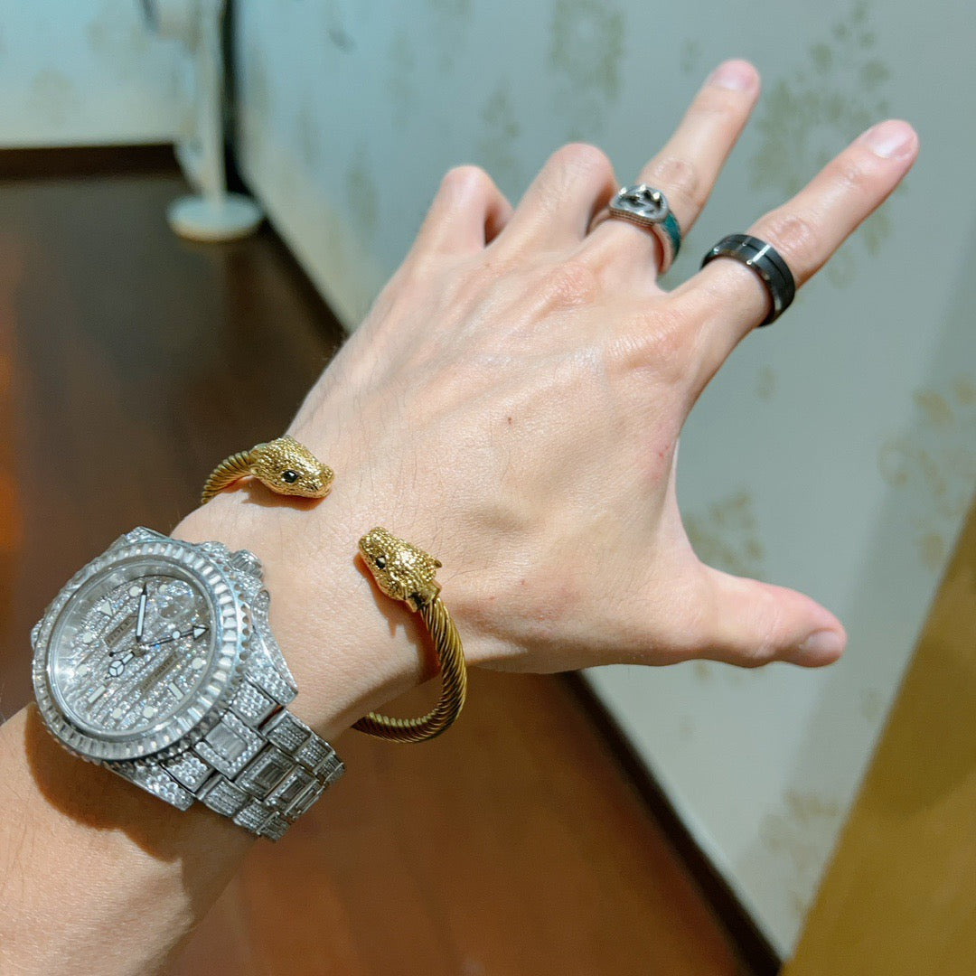Gucci Anger Forest Interlocking G Antique Silver-Tone Silver-Tone Antiqued Bangle - album image 3
