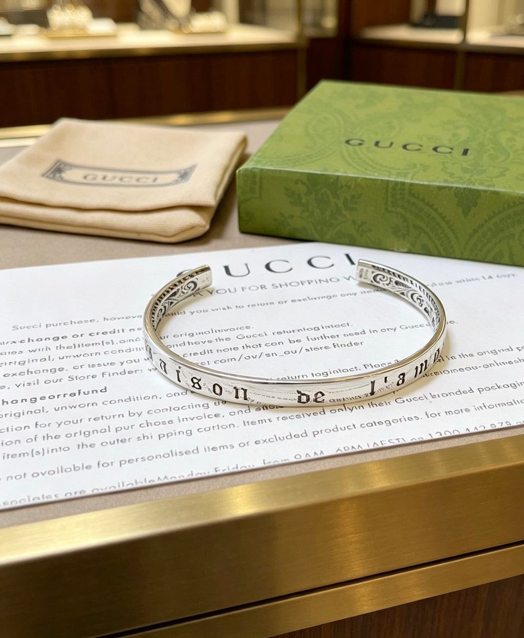Gucci Anger Forest Interlocking G Antique Silver-Tone Silver-Tone Antiqued Bangle - album image 5