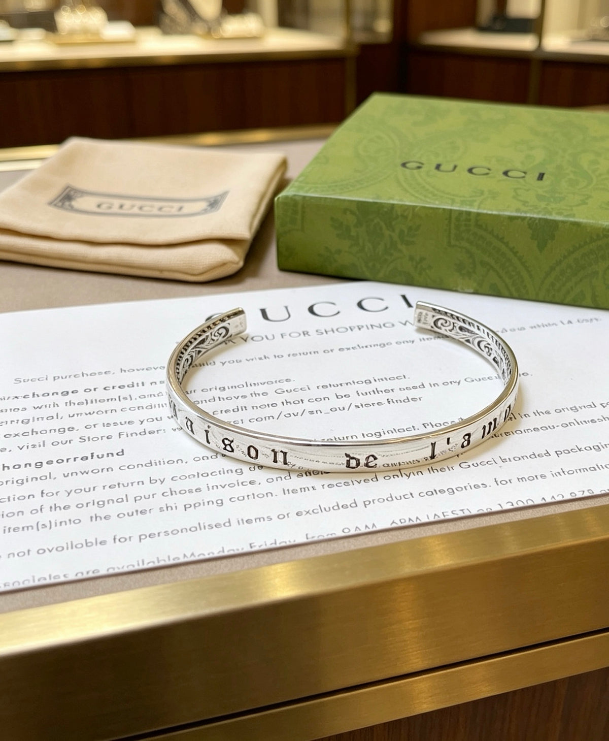 Gucci Anger Forest Interlocking G Antique Silver-Tone Silver-Tone Antiqued Bangle - album image 5