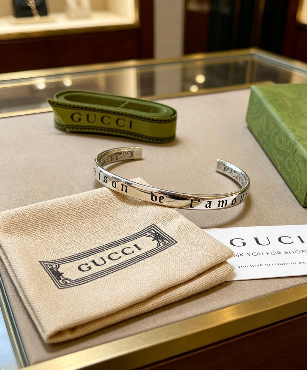 Gucci Anger Forest Interlocking G Antique Silver-Tone Silver-Tone Antiqued Bangle - album image 4